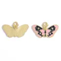 DIY Pendatifs papillon en émail métallique pour colliers et porte-clés faits à la main. - Pendentif Papillon (A10-134) / 15*25mm / Rose et Noir