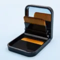 Draagbare zwarte make-up penselen set met spiegel, ultraplatte kaart opbergdoosje. - Zwarte Rechte 2-Delige Doos / 2 Stuks