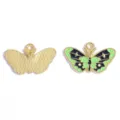 Pendentif papillon émaillé DIY en alliage pour fabrication de colliers bijoux faits main - Pendentif Papillon (A10-134) / 15*25mm / Vert-Noir
