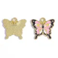 Pendentif Papillon Emaille DIY Metal Alliage Collier Fait Main Porte-Cles Accessoires - Pendentif Papillon (A10-137) / 19*20mm / Rose et Noir