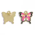 Pendentif papillon en émail coloré en alliage métallique pour collier porte-clés DIY fait main - Pendentif Papillon (A10-137) / 19*20mm / Rose Rouge & Noir