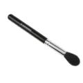 Detailed close-up of the tapered makeup highlighter brush featuring soft black bristles and handle. - Black