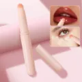 Draagbare mini lippenkwast met dop ronde kop lipstick blending concealer make-up roze - Plastic Handvat Roze