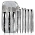 13pcs silver glitter makeup brush set professional cosmetic beauty tools with storage pouch - Thirteen Pieces With Silver Glitter Bag