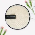 Round makeup cleansing sponge, cream fleece facial puff with black edge and handle tag. - Pineapple Grid / 12cm / Off White