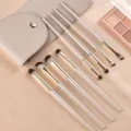 Gouden oogmake-up kwastenset zachte haren oogschaduwkwast neusschaduw concealer kwast - 8 Stuks Met Kaarttas / Helder Goud