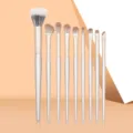 Gouden make-up kwastenset zilveren handvat zachte synthetische haren professionele oogkwasten - 9 Stuks Collectie Los