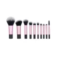 10-piece mini makeup brush set portable travel powder contour eyeshadow cosmetic tools - Black Plastic Handle 10 Pieces Mini Set / Black