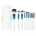 10-piece light blue makeup brush set with storage case, soft powder and eyeshadow brushes. - 10 Pcs White Set with Cylinder Box