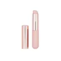 Draagbare siliconen lippenborstel met roségouden dop, mini make-up penseel tool. - Lichtroze (Met Deksel) / Siliconen Tip