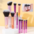 10pcs mini makeup brush set portable travel powder contour blush eyeshadow cosmetic tools - Multicolor Handle 10 Pieces Mini Set / Multicolor