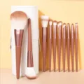 10 Piece Makeup Brush Set Soft Powder Foundation Eyeshadow Blending Brushes with Storage Holder - 10 Pcs Brown Set with Cylinder Box