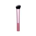 Angled makeup brush pink aluminum handle synthetic bristle professional cosmetic tool soft - Angled Contouring Brush