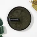 Runde dunkelgrüne Make-up-Entferner Schwamm Reinigungs-Puff mit Griff für Gesichtspflege. - Arktis-Samt / 12cm / Dunkelgrün
