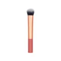 Professional makeup brush with rose gold ferrule and pink handle for foundation application. - Flat Foundation Brush