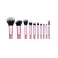 10-teiliges Mini Pinsel Set mit pinkem Kristallgriff für reise und tägliches Make-up. - Rosa Griff 10 Stück Mini-Set
