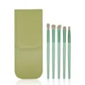 5-teiliges Lidschatten Pinsel Set mit grünem Aufbewahrungsbeutel weiche Borsten Kosmetik - Mit Aufbewahrungstasche / 5er Set / Cyan