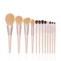 12-piece Morandi makeup brush set with soft bristles and rose gold ferrule for daily beauty routine - 12 Brushes Only / Mocha Coffee