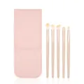 5-teiliges Lidschatten Pinselset mit rosa Leder Aufbewahrungstasche weiche Augen Make-up Werkzeuge - Mit Aufbewahrungstasche / 5er Set / Hautfarben