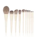 10-piece professional makeup brush set with soft bristles and beige handles for daily face makeup. - Zero Degree Original Style / Set/Pack Naked Brushes