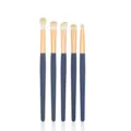 5-teiliges Augen-Make-up-Pinsel-Set, dunkelblauer Griff mit goldener Zwinge für präzises Verblenden. - Basisstil / 5er Set / Blau