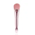 Dual-ended pink makeup brush with soft bristles and spatula handle for flawless mud mask application. - Pink Bristles Rose Gold Handle