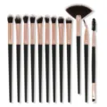 12 pcs eye makeup brush set soft bristles eyeshadow blending eyeliner beauty tool kit - Black
