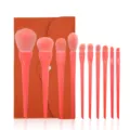 10-piece candy color makeup brush set with orange storage pouch, soft cosmetic tools for daily use. - Grapefruit Orange / 10 Pieces/Pack With Pouch