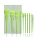 10-piece candy green makeup brush set with storage pouch soft bristles cosmetic tools. - Apple Green / 10 Pieces/Pack With Pouch