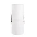 White PU leather makeup brush storage tube portable travel holder dustproof cosmetic organizer - Style With Clasp (Top 10 Bottom 10) / White