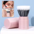 Retractable blush brush with cap, portable soft makeup brush for travel, loose powder tool. - Small Mini Stippling Brush