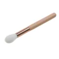Professional tapered highlighter makeup brush with soft white bristles and rose gold ferrule. - Pink