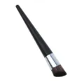 Detailed view of an angled liquid foundation makeup brush with black handle and soft bristles. - Black Brown