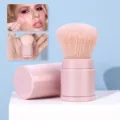 Retractable blush brush portable dust-proof powder makeup brush soft cosmetic tool pink color - Small Mini Blush Brush
