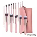 14pcs Makeup Brush Set Professional Cosmetic Brushes with Pink Pouch Beauty Tool Kit - 14-Brush Pink Collection with PU Bag