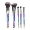 5-piece crystal makeup brush set diamond style powder foundation blending eye shadow tools - Rainbow Ruby (White Grey Hair)