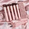 14-piece makeup brush set with rose gold ferrules and pink handles for flawless beauty looks. - 14-Brush Pink Collection