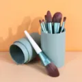 Professional 8-piece makeup brush set with green leather holder soft bristle cosmetic tools - 8 Pieces Pearl White + Light Green Tube / Pearl White