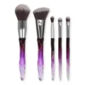 5 pieces crystal makeup brush set gradient purple diamond handle powder eyeshadow tool - Rainbow Purple Handle (White Grey Hair)