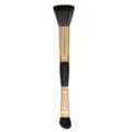 Double-ended makeup brush, black and gold multi-functional cosmetic tool for precision blending. - Double-Ended Contour and Eyeshadow Brush