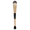 Pinceau de maquillage double embout avec virole dorée et manche noir pour application. - Pinceau Double Extrémité Fond de Teint et Ombrage