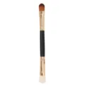 Professional double ended makeup brush with black handle and golden ferrule for blending. - Double-Ended Large Eyeshadow and Concealer Brush