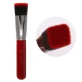 Square flat head foundation brush with red handle and soft dual-color bristles. - Flat Style / Red