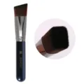 Angled flat foundation brush with soft square bristle tip for smooth flawless makeup application. - Slanted Head Style / Blue
