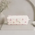 Sweet lace pencil pouch with cute cherry bow print, aesthetic cosmetic makeup storage bag. - Pink Cherry Bowknot Pencil Case
