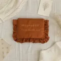 Koreanische Nylon Kosmetiktasche mit süßen Rüschen, gestickten Buchstaben, braune Clutch. - Orange / 22*17CM