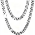 Stainless Steel Cuban Link Chain for Men Hip Hop Jewelry Thick Silver Necklaces - Length 18cm / Spring Buckle Style / 6mm Thickness