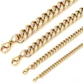 Gold Cuban link chain stainless steel necklace variant collection fashion jewelry accessories. - Lobster Clasp Style / 4mm - Length 18cm / Gold
