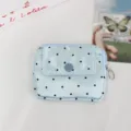 Cute light blue polka dot coin purse with flap closure, mini portable card holder bag. - 12*2*9 / Satin Polka Dot / Blue