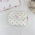 Cute polka dot coin purse with flap snap closure and zipper, mini portable card holder bag. - 12*2*9 / Satin Polka Dot / White